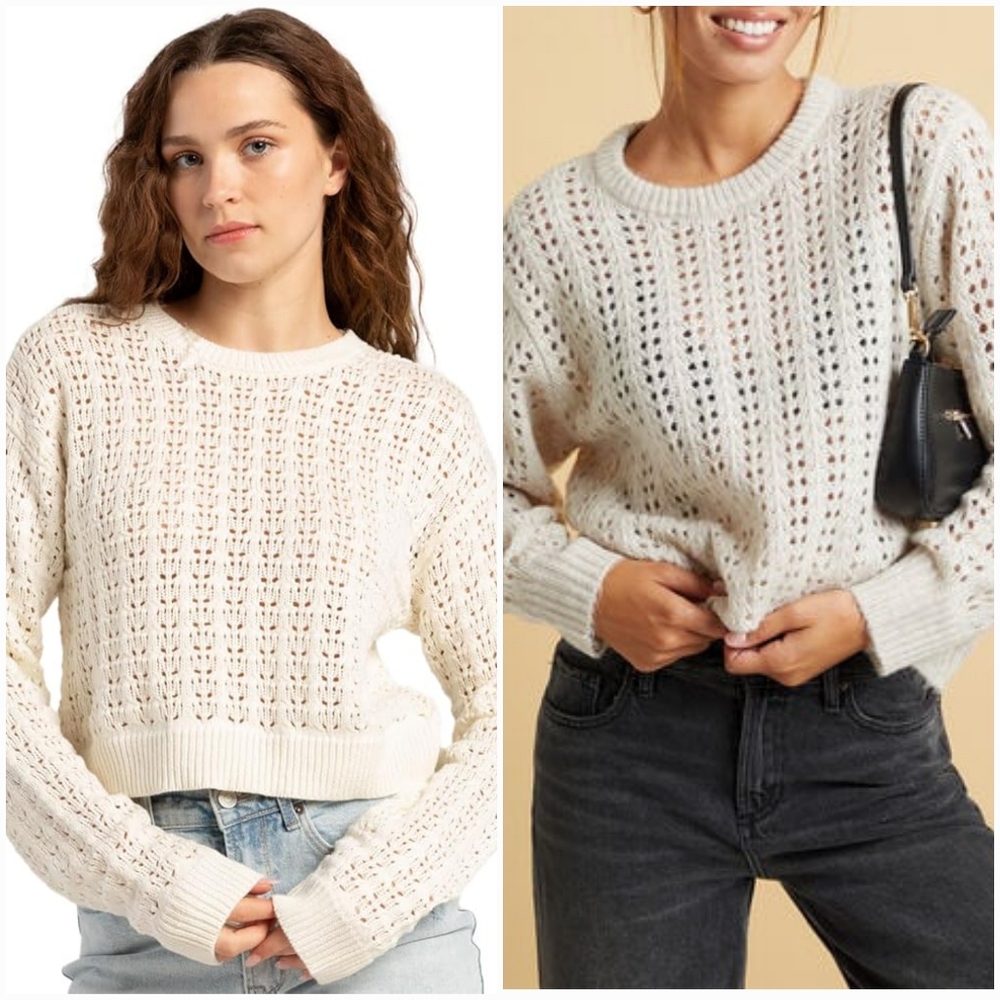🌺3/$30 Vicbee Cream Knit Mohair Blend Women's Sweater SZ XS/Small